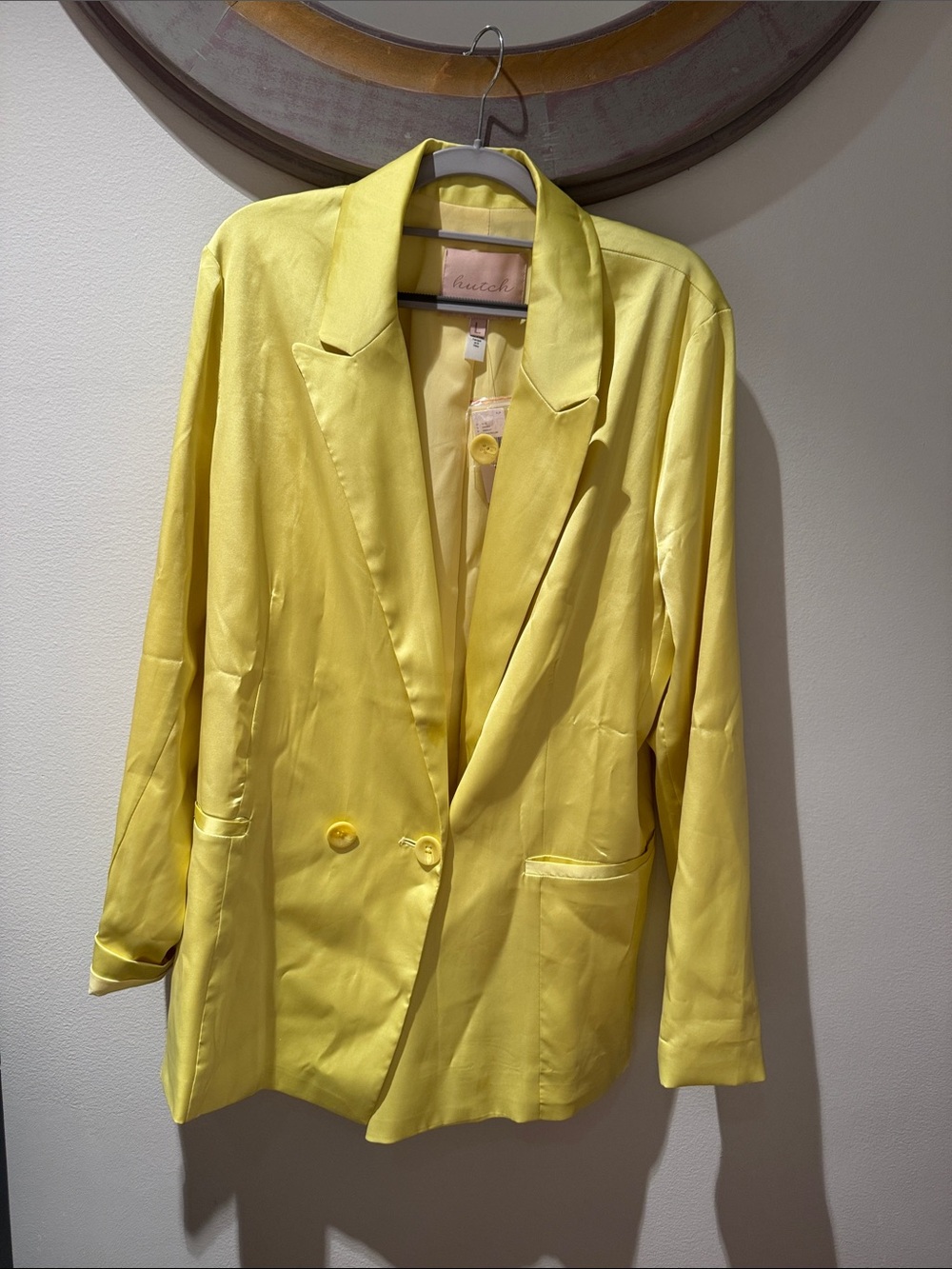 Neon Yellow Satin Blazer